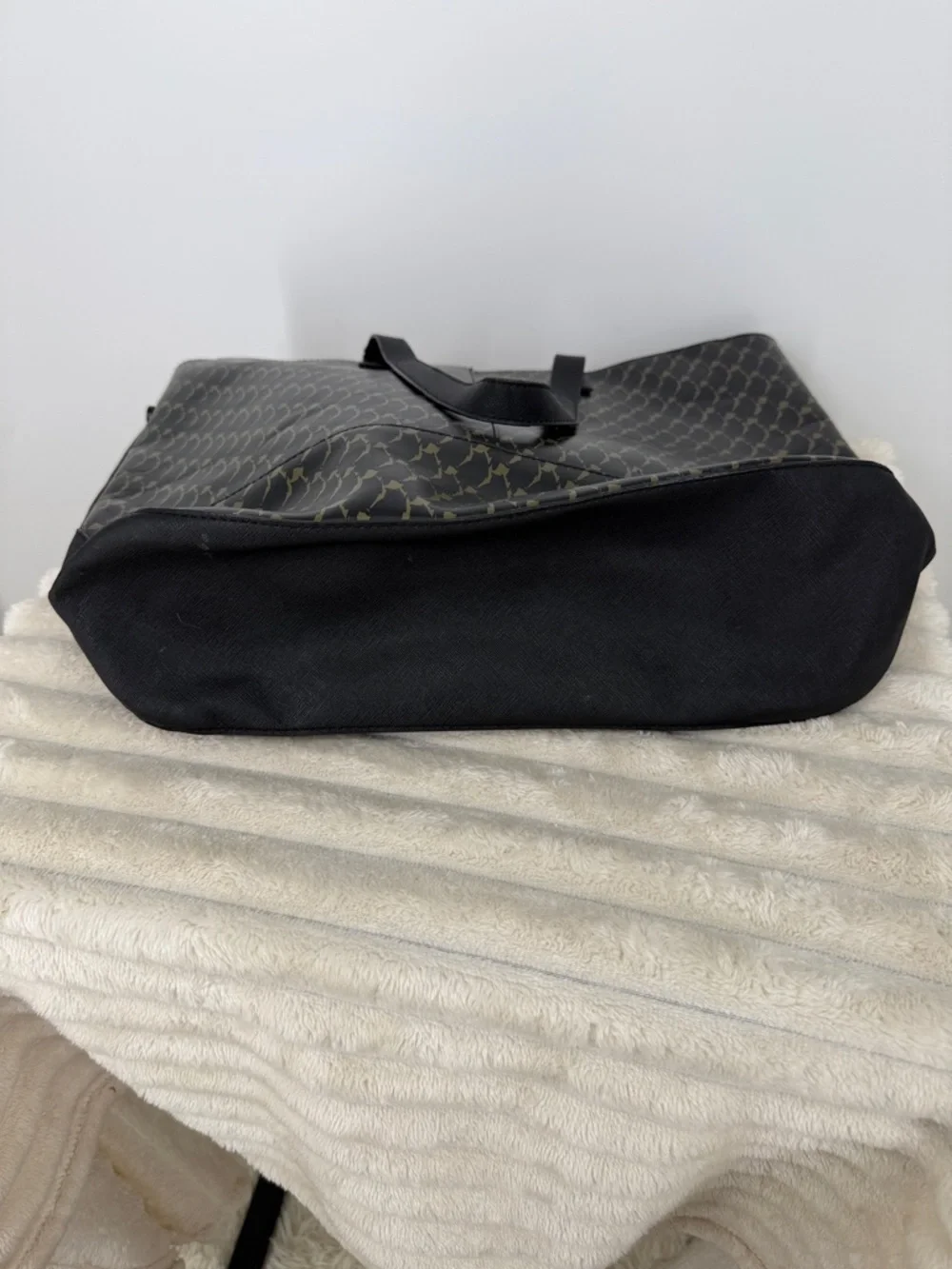 Anthropologie Joy Gryson Iiibeca Black Print Leather Reade Street Tote